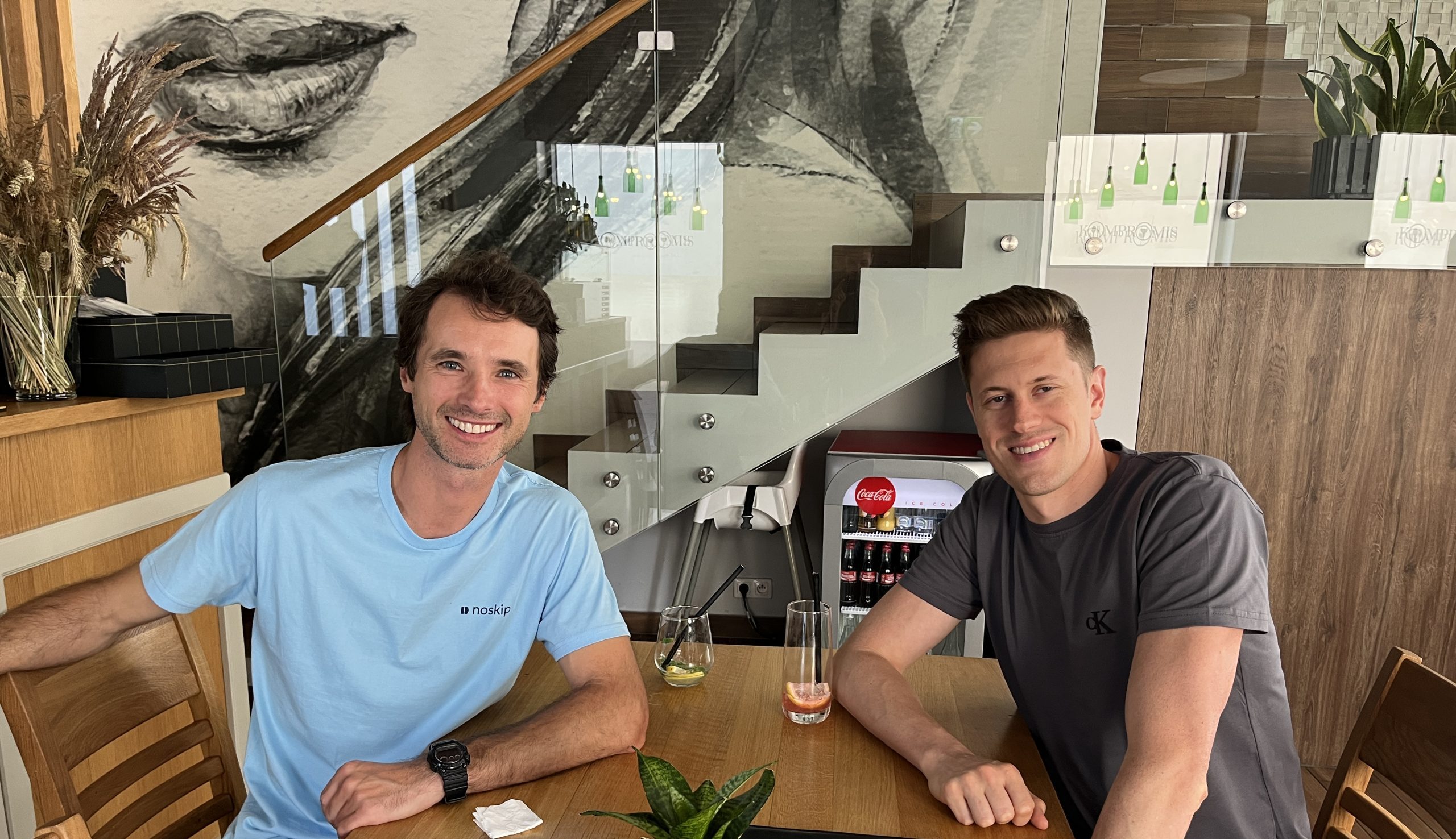Maciek con David, de Coding Giants